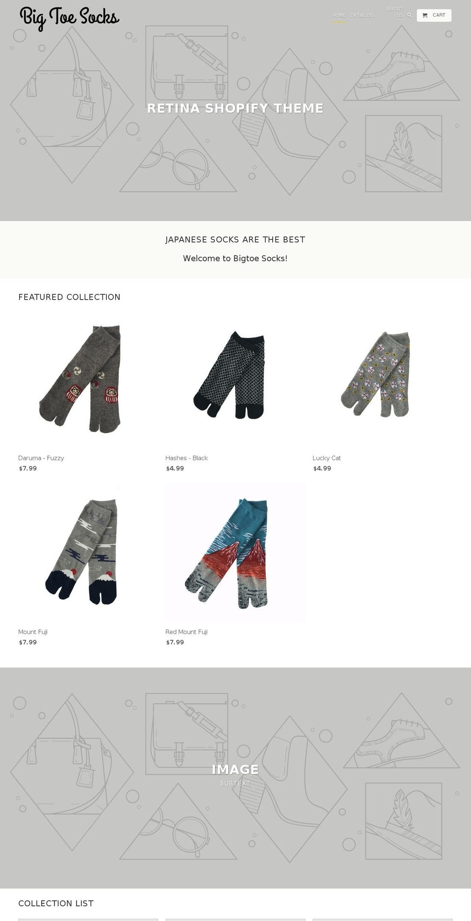 bigtoesocks.com — Shopify storefront screenshot