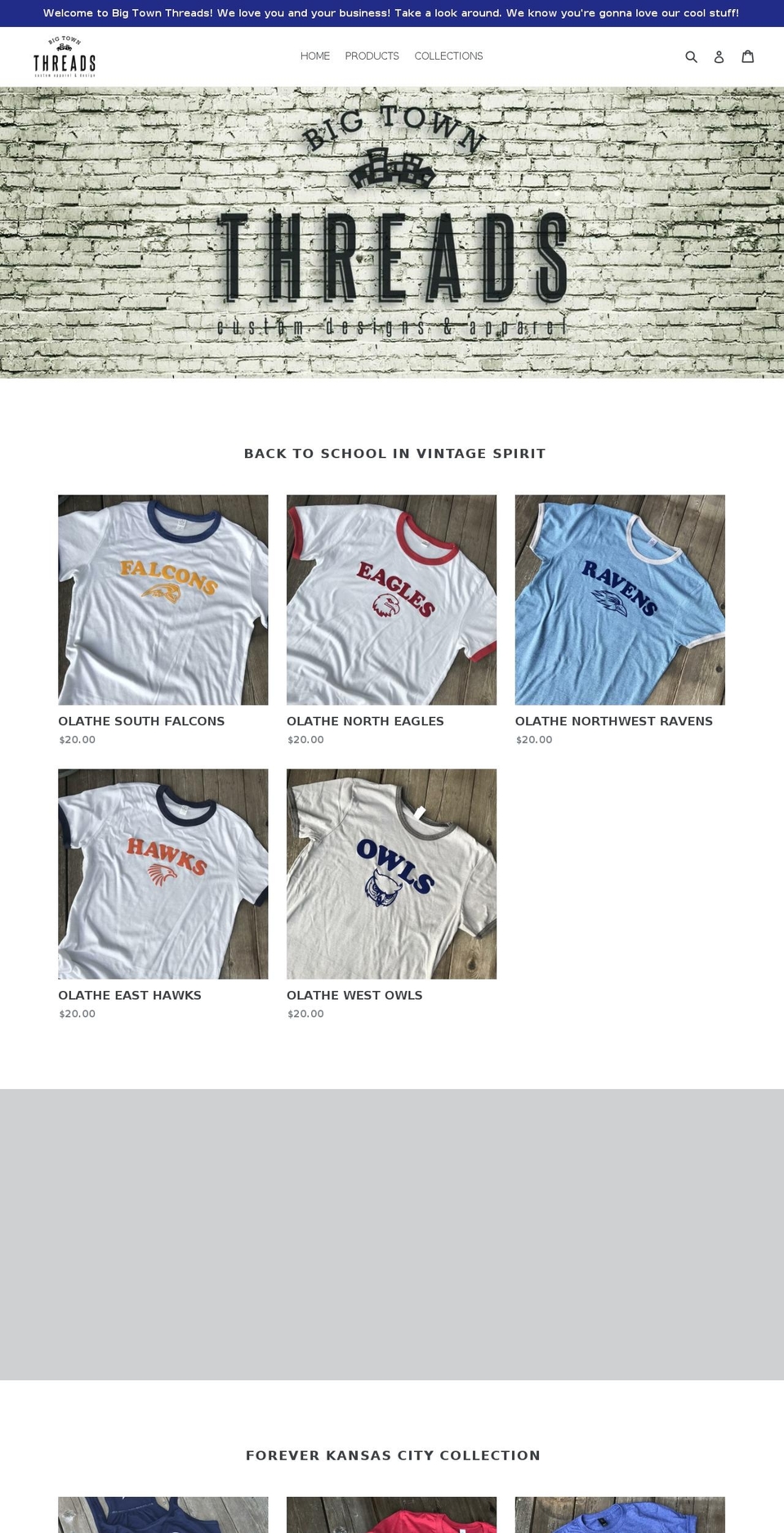 bigtownthreads.com — Shopify storefront screenshot