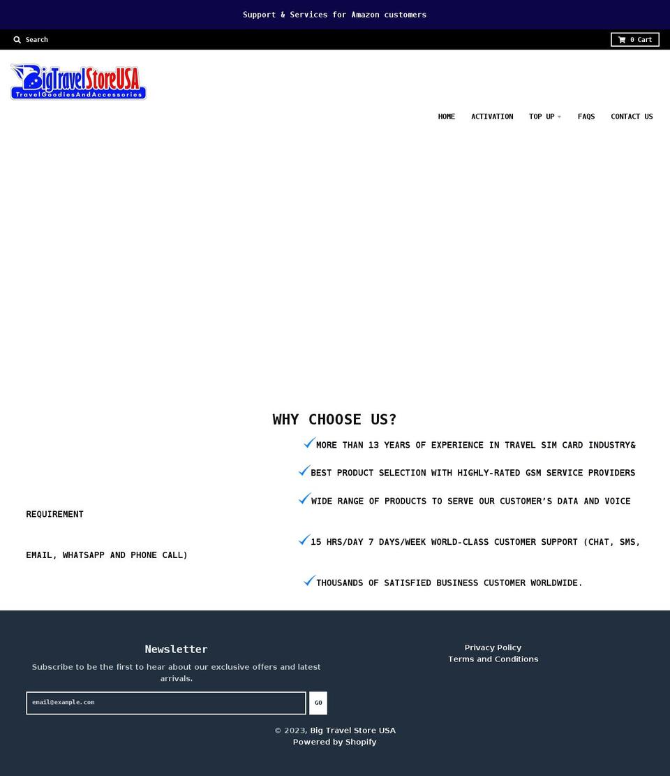 bigtravelstoreusa.com shopify website screenshot