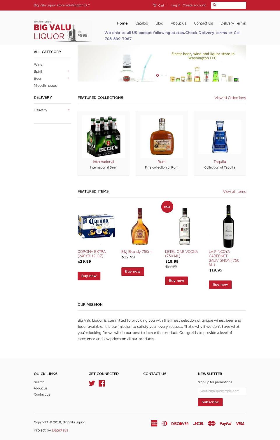 bigvaluliquordc.com shopify website screenshot
