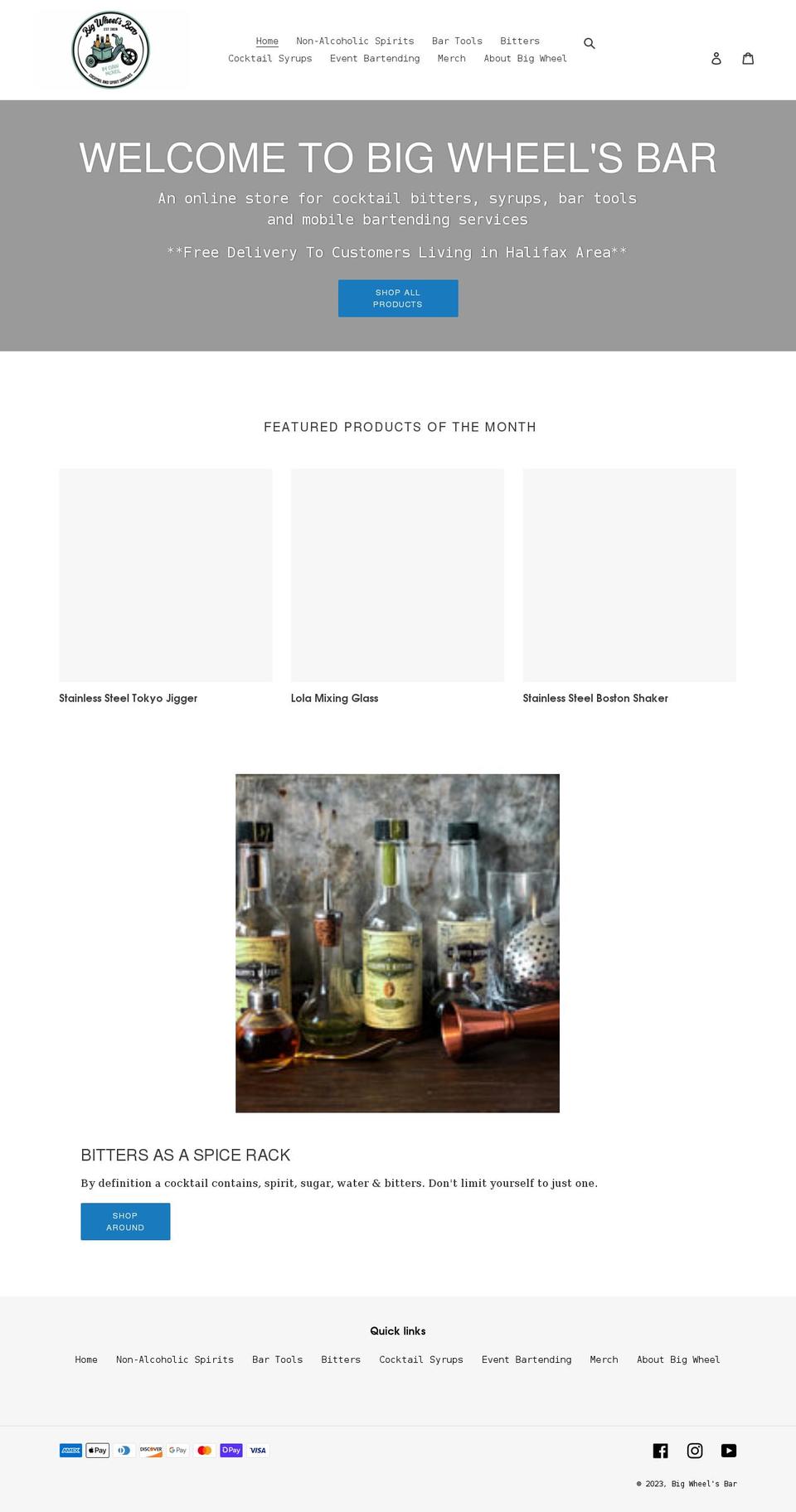 bigwheelsbar.com shopify website screenshot