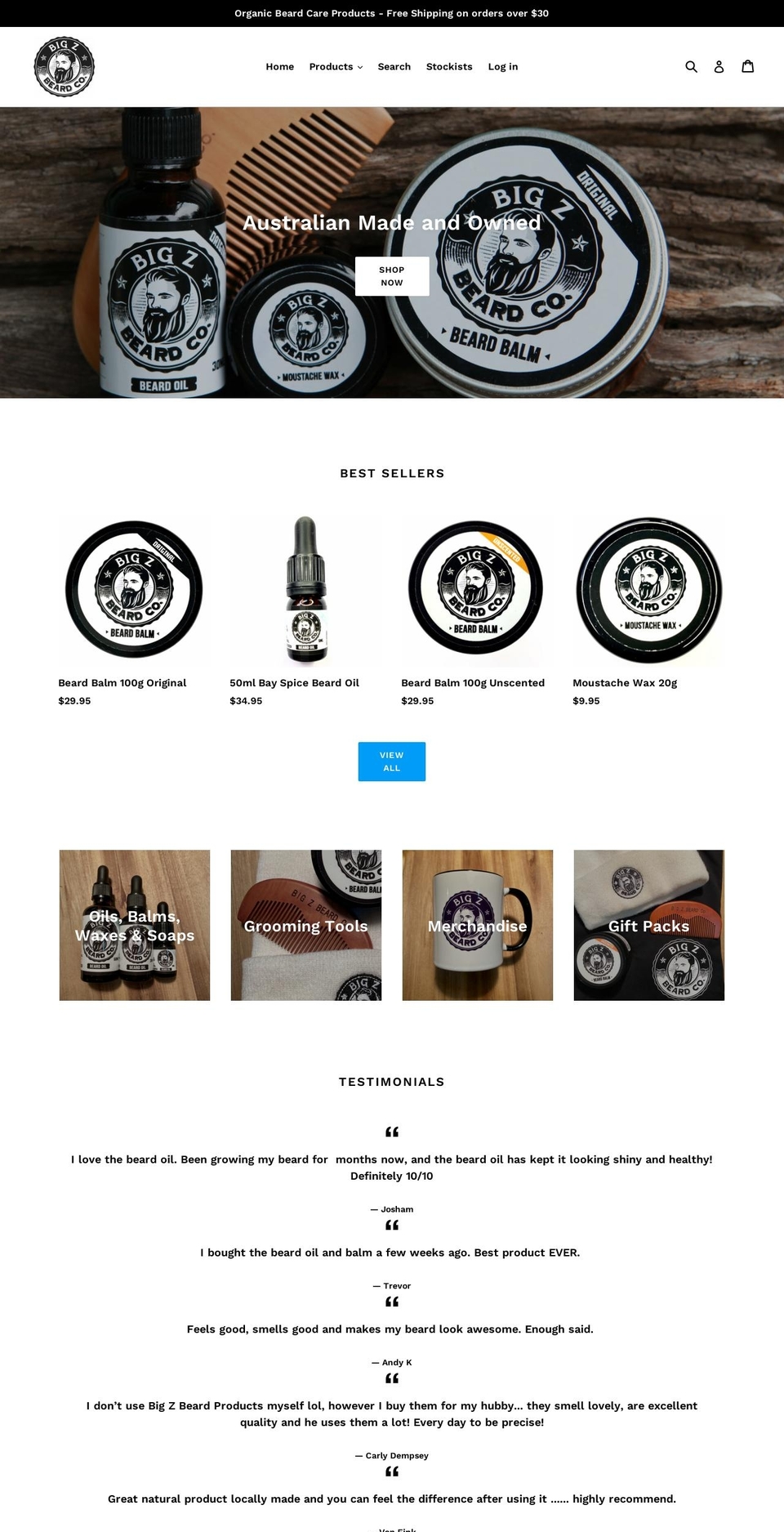 bigzbeardco.com — Shopify storefront screenshot