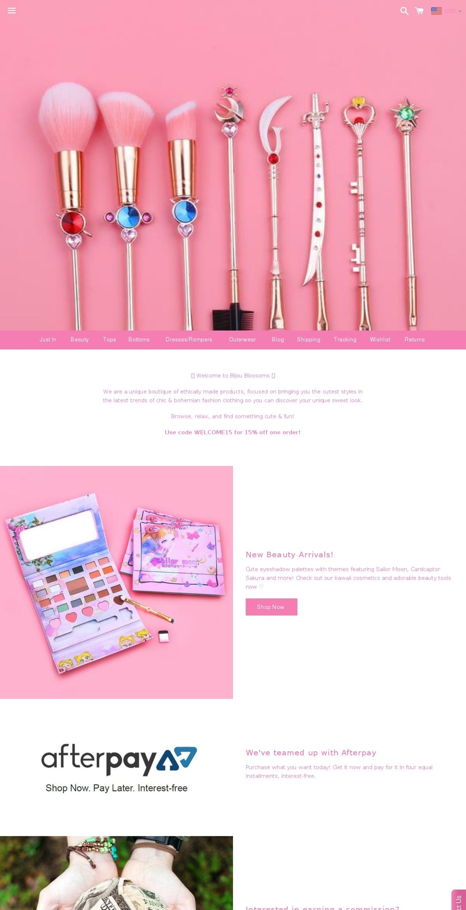 bijoublossoms.com — Shopify storefront screenshot