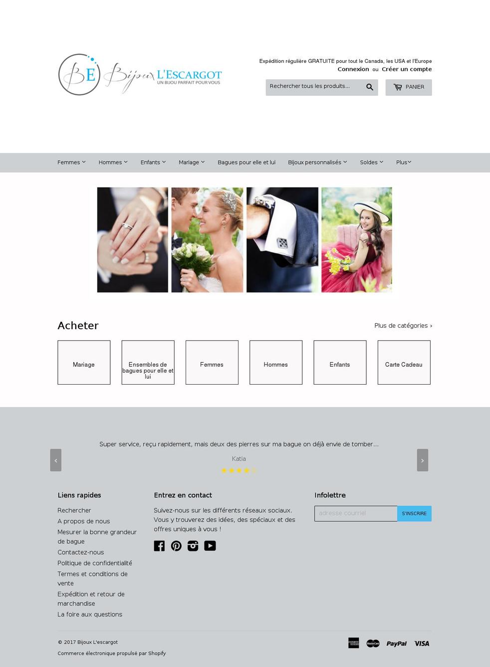 Bijoux l'escargot Shopify theme site example bijouescargot.com