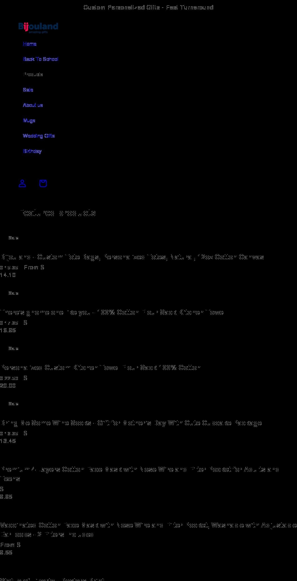 bijoulandinc.com — Shopify storefront screenshot