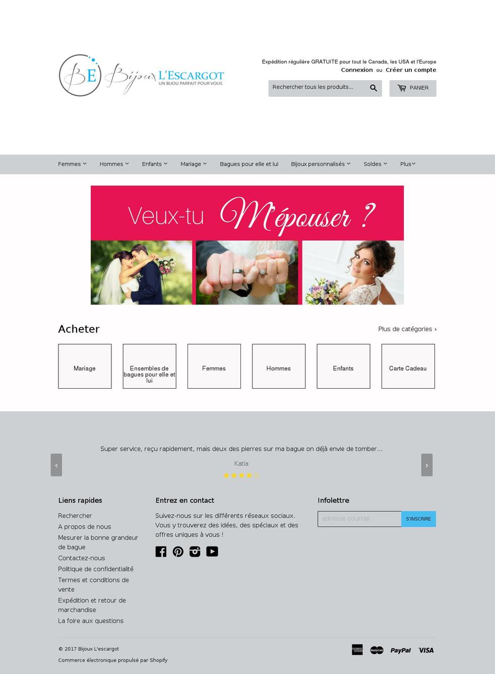 Bijoux l'escargot Shopify theme site example bijoulescargot.com