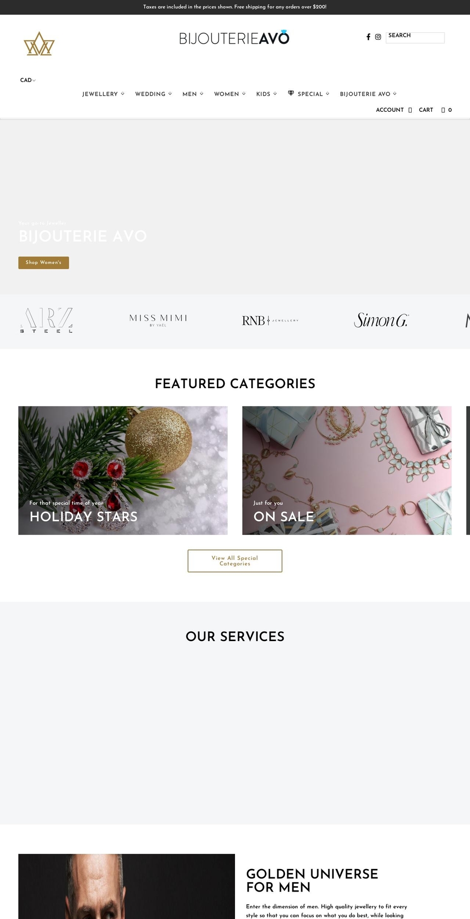 bijouterieavo.com shopify website screenshot