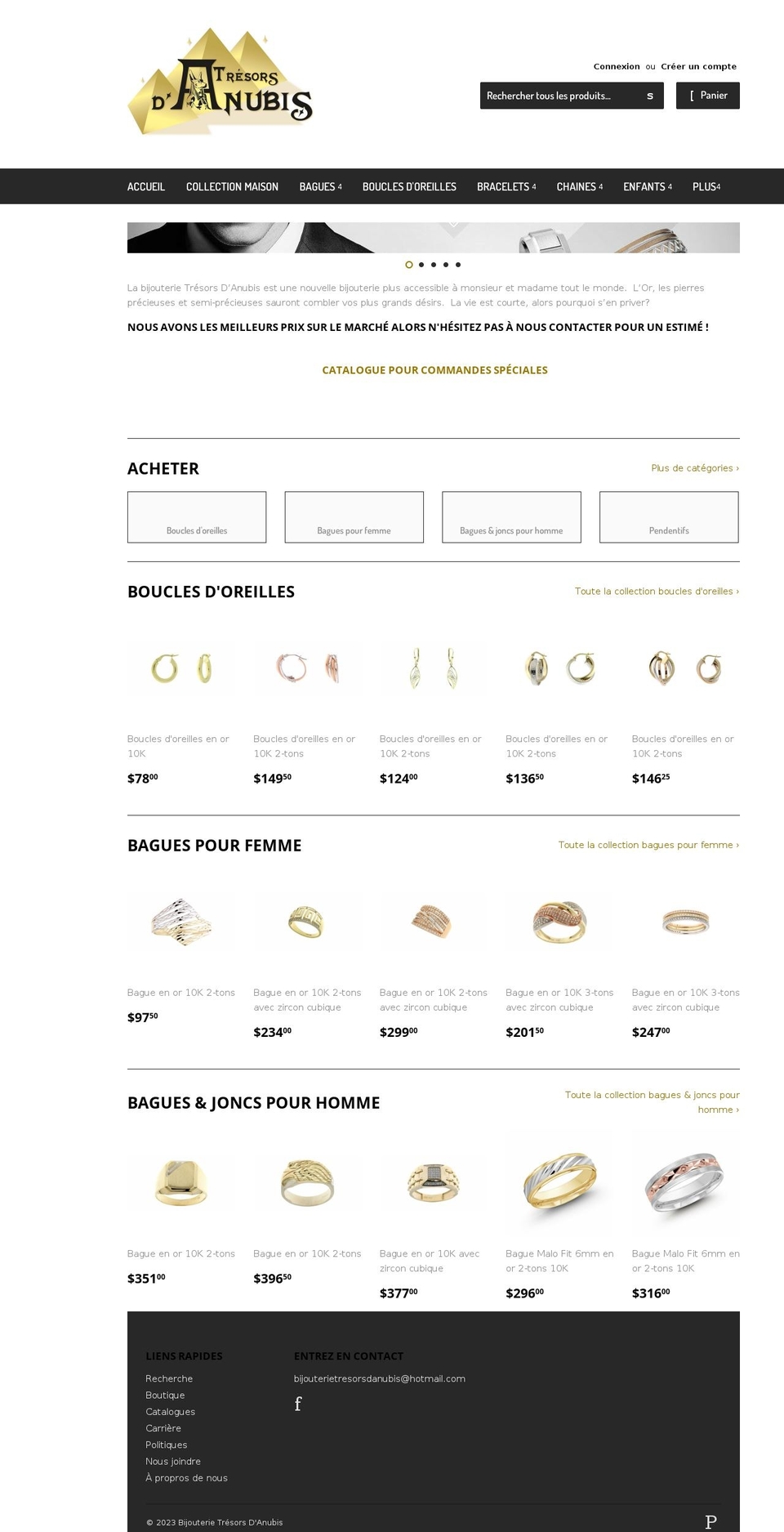 Beta Shopify theme site example bijouterietresorsdanubis.com