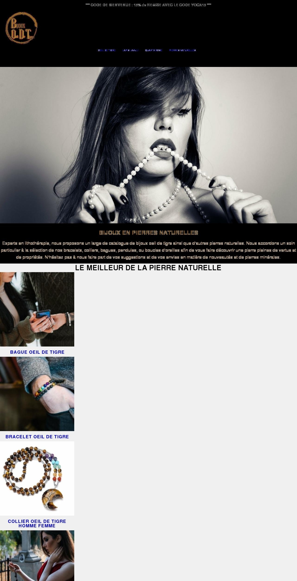 bijoux-oeil-de-tigre.com shopify website screenshot