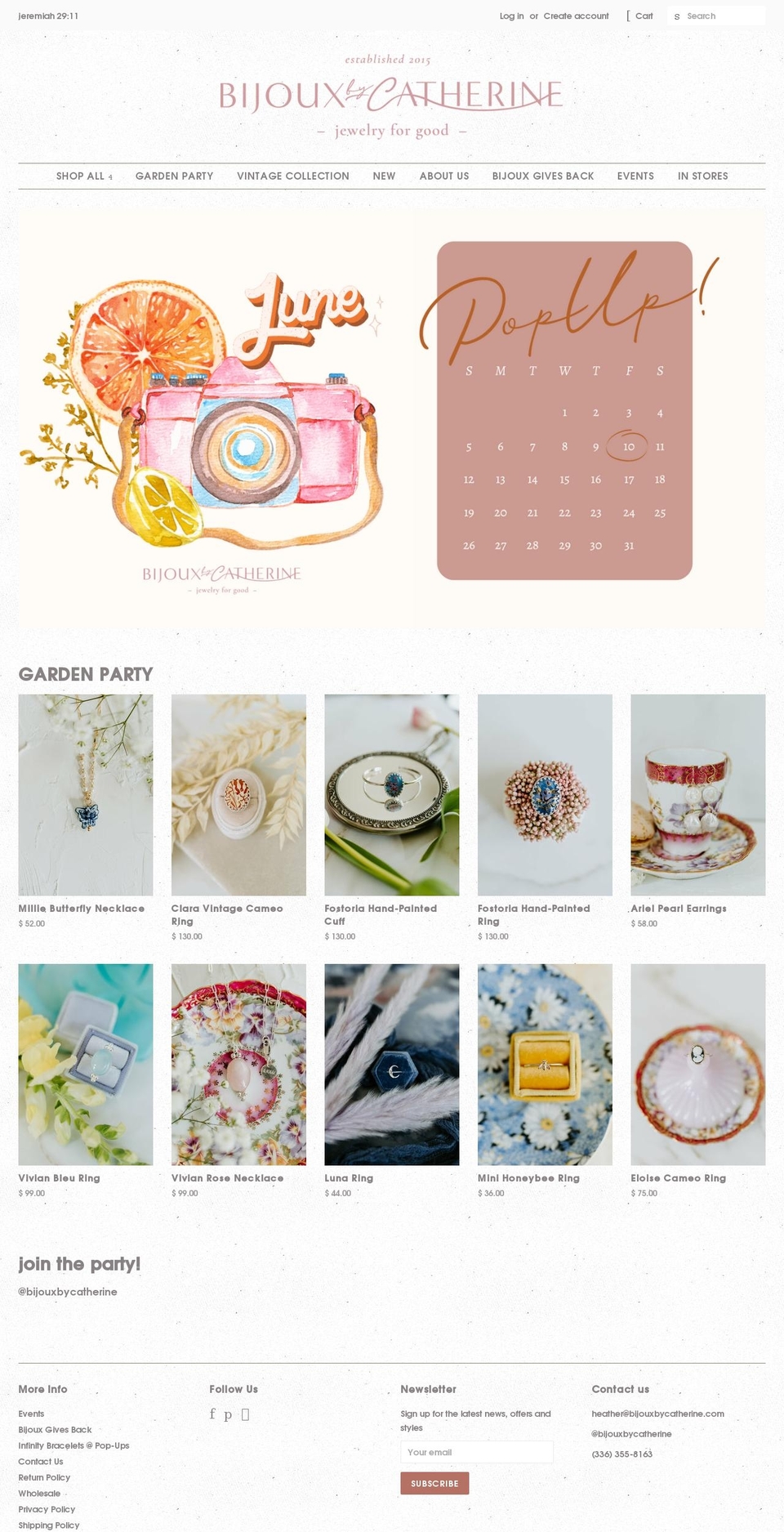bijouxbycatherine.com — Shopify storefront screenshot