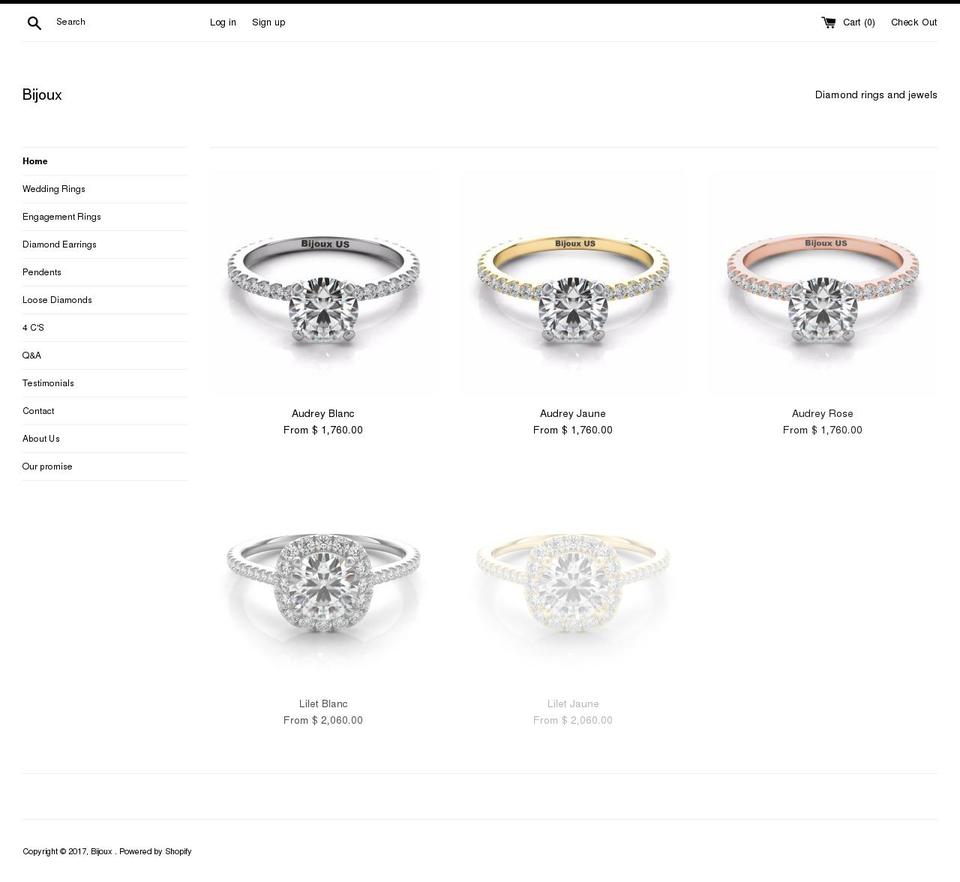 bijouxdiamond.com shopify website screenshot