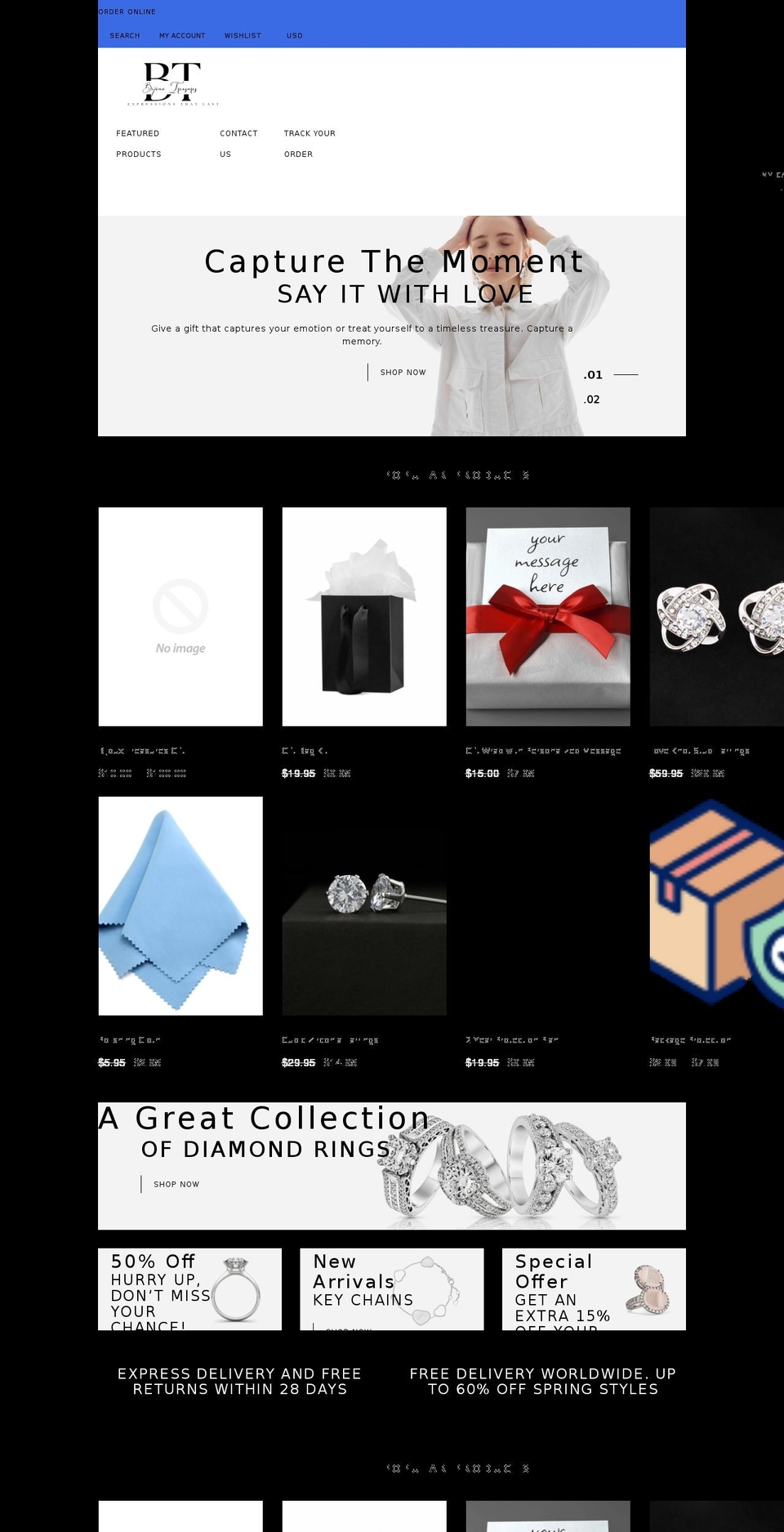 bijouxtreasures.com shopify website screenshot