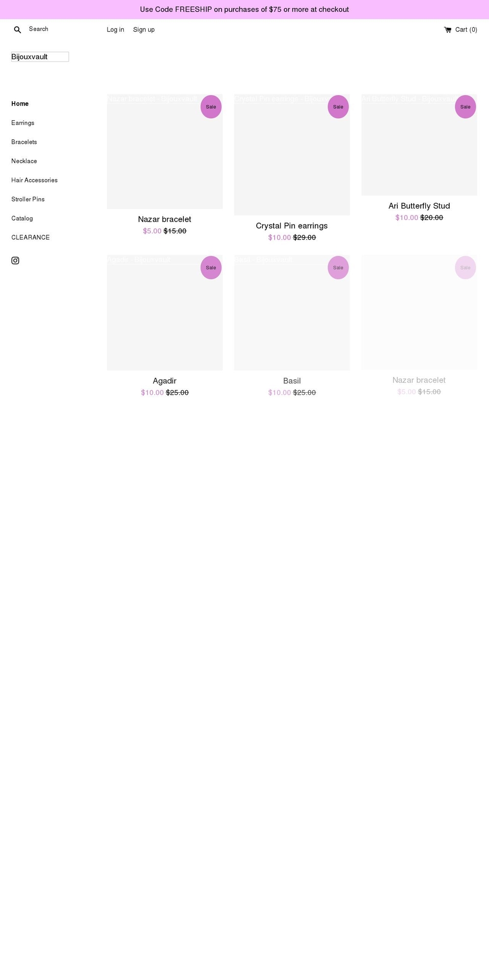 bijouxvault.com shopify website screenshot