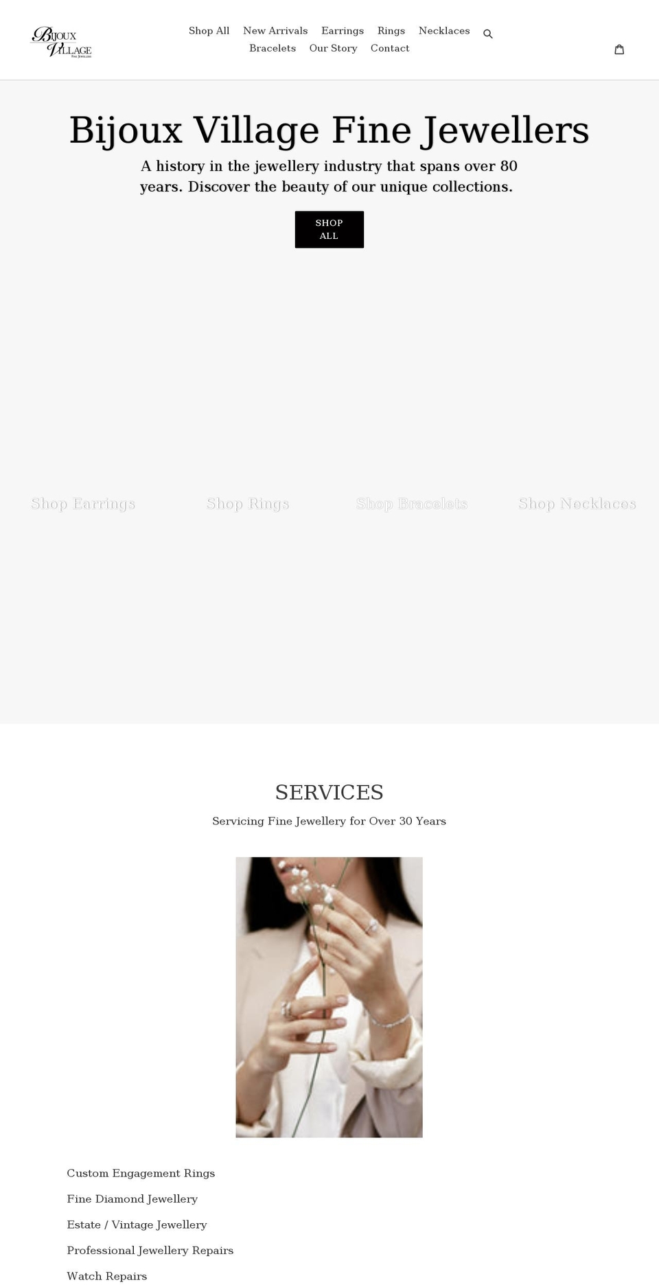 bijouxvillage.com shopify website screenshot