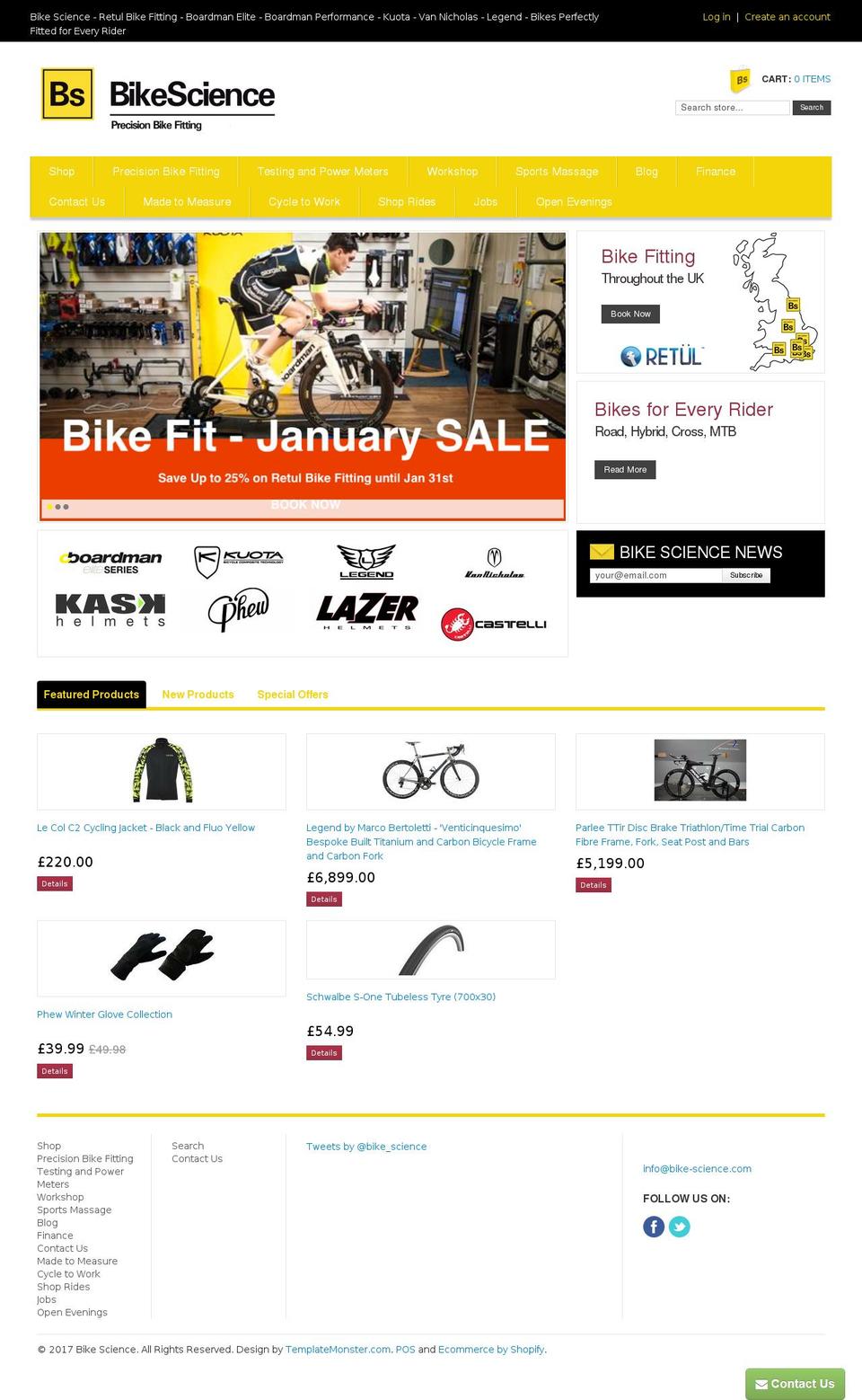 Craft Shopify theme site example bike-science.com