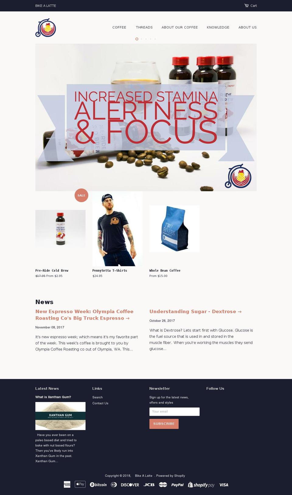 bikealatteco.com shopify website screenshot