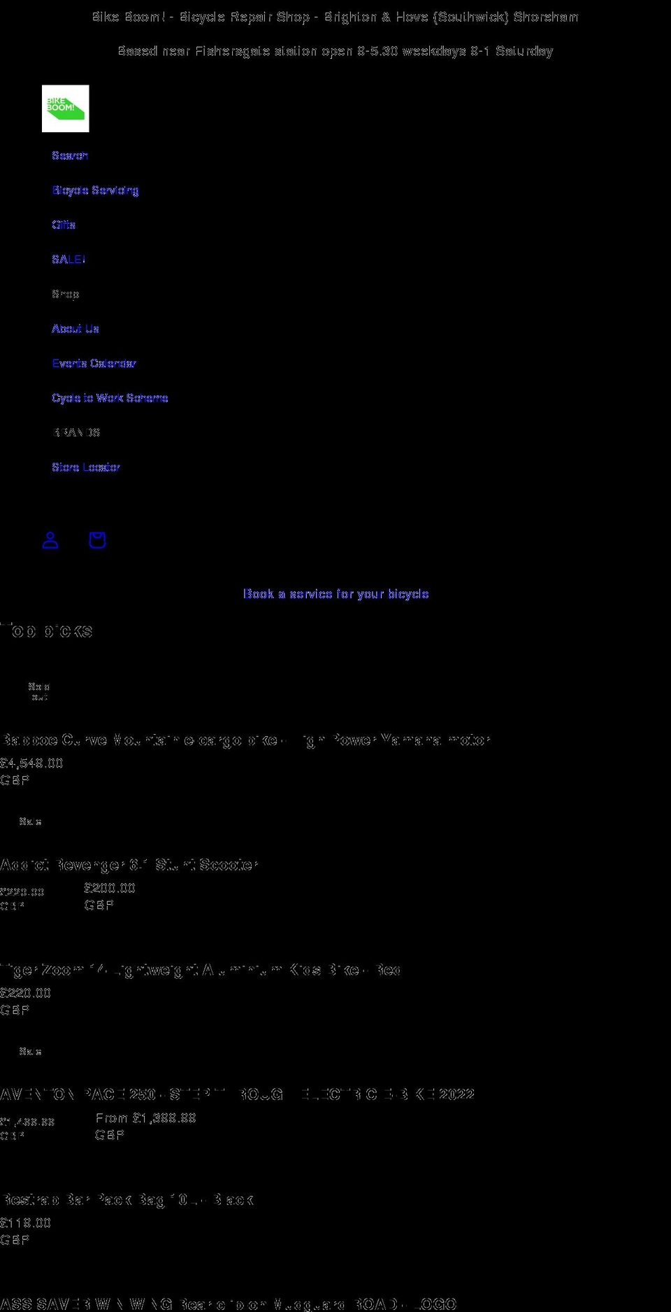 bikeboom.co.uk shopify website screenshot