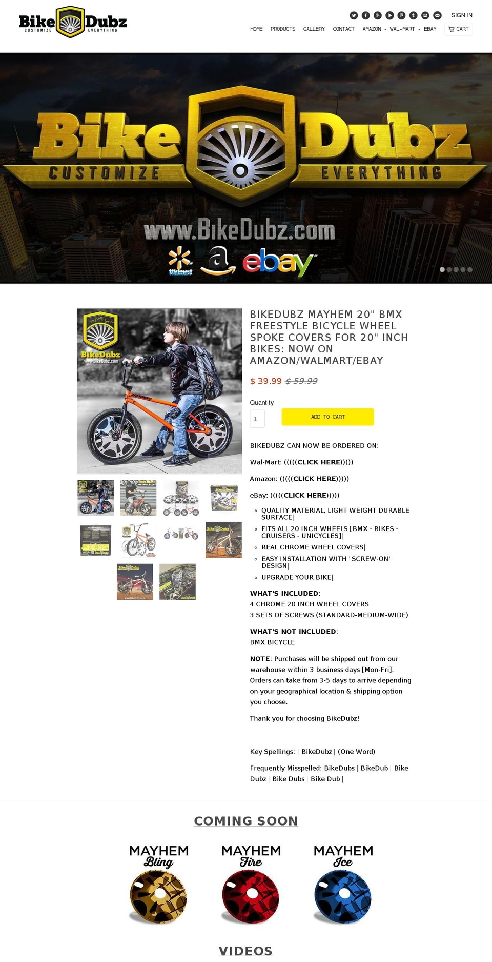 bikedubs.com — Shopify storefront screenshot