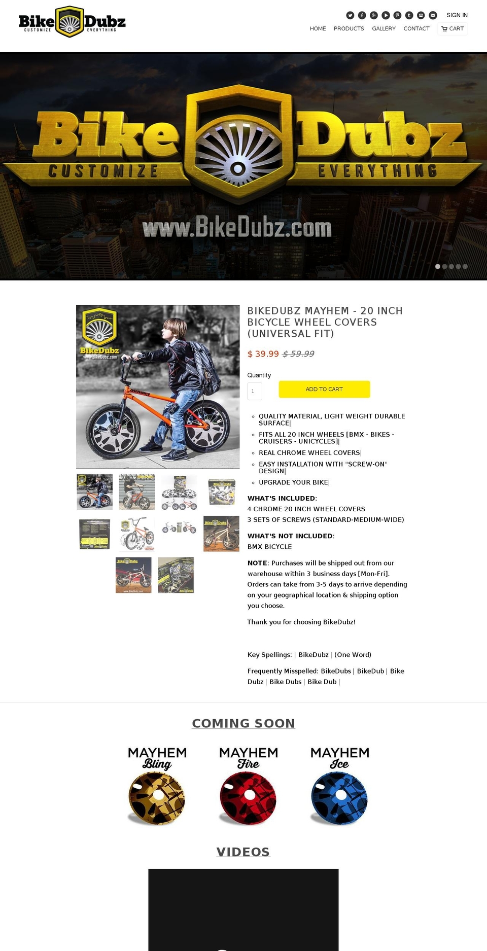 bikedubz.com shopify website screenshot