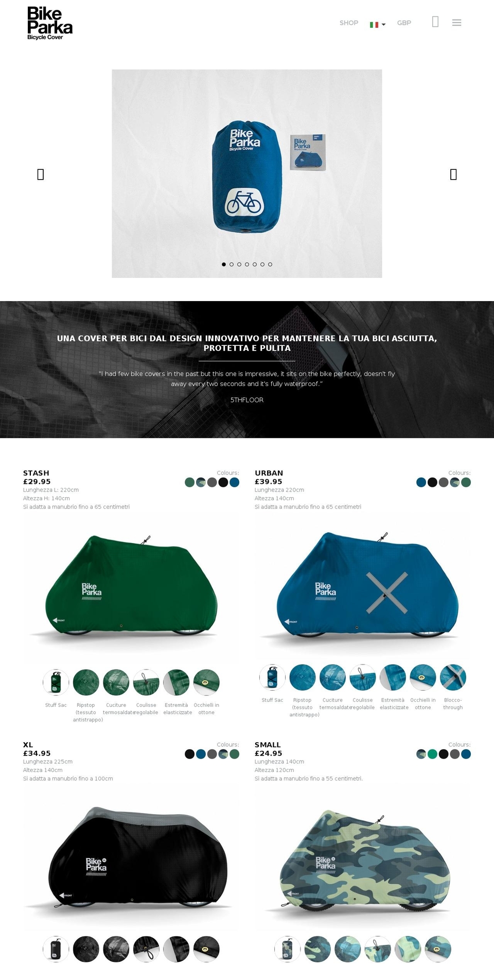 bikeparka.it shopify website screenshot