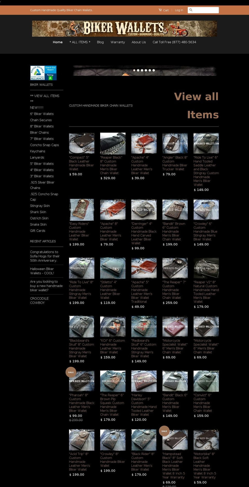 biker-wallet.com shopify website screenshot
