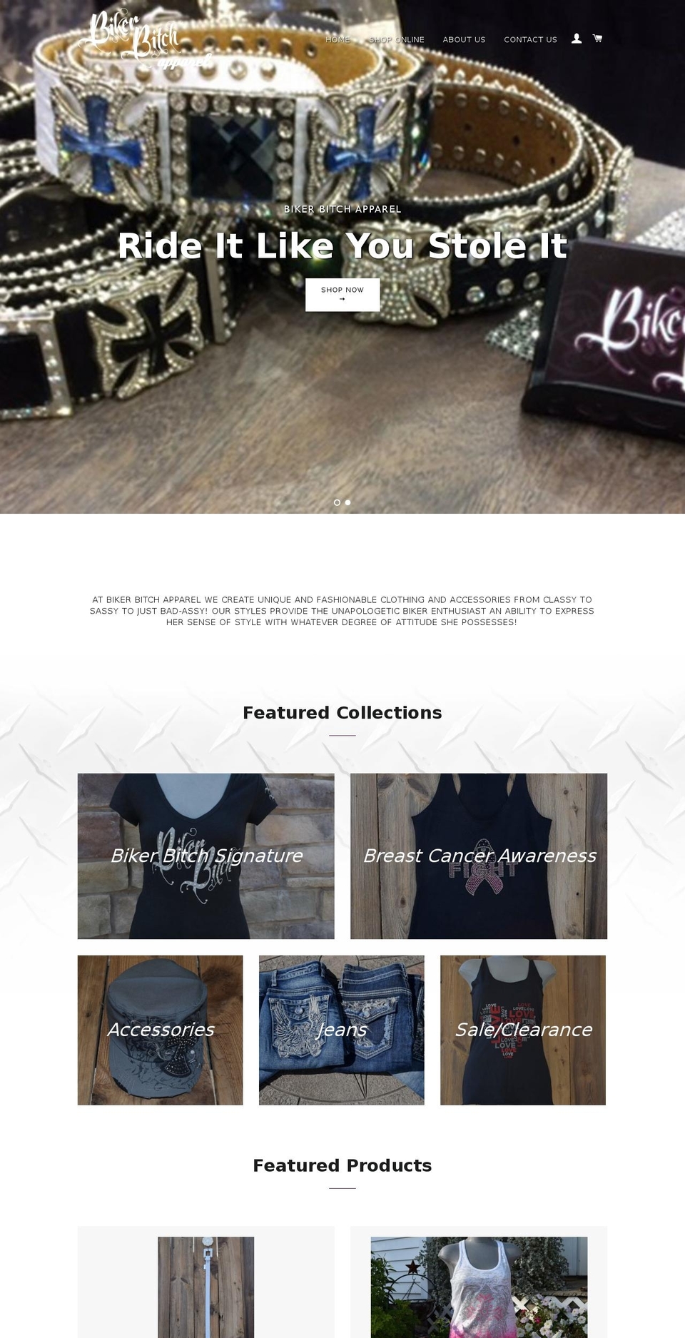 bikerbratapparel.com shopify website screenshot