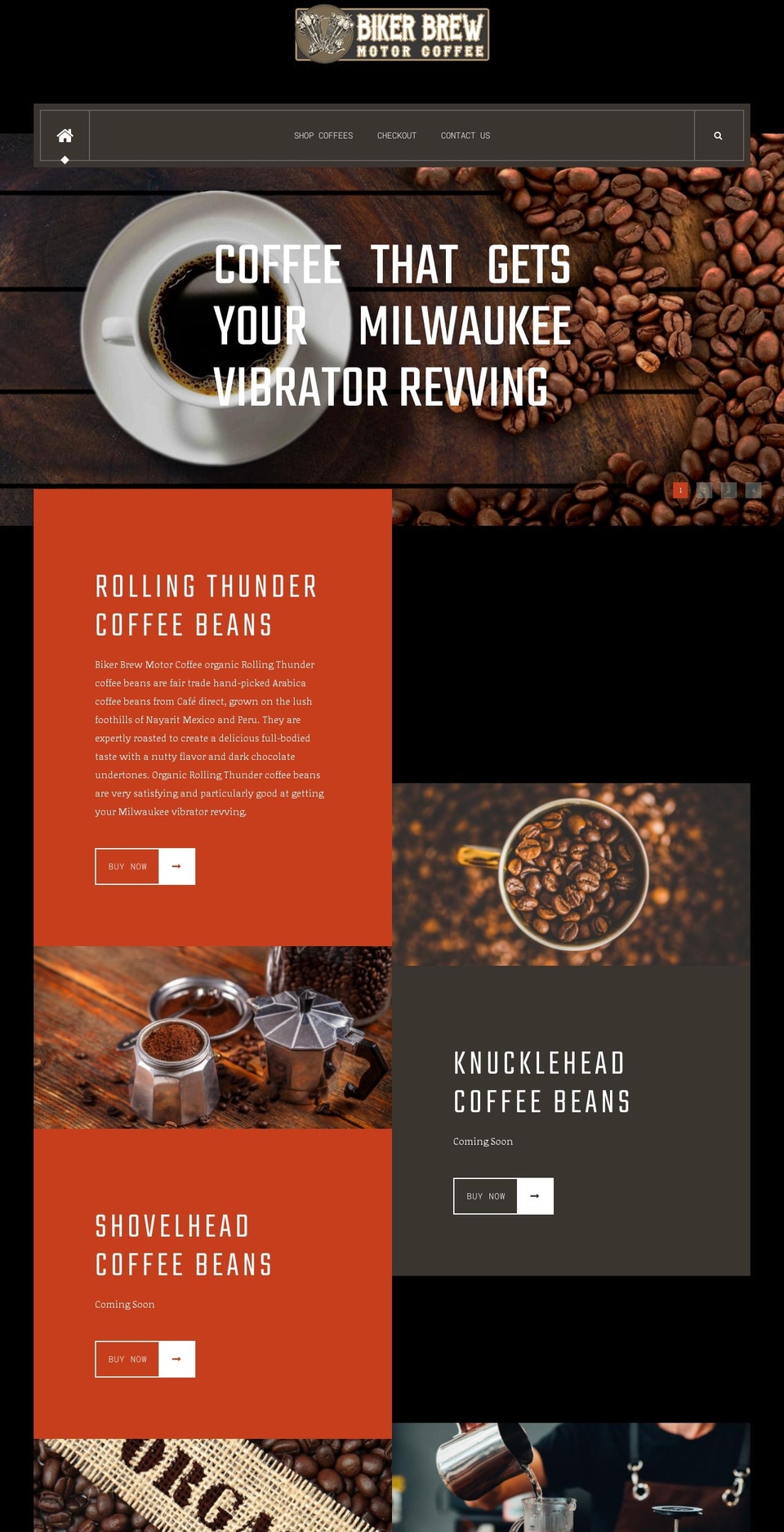 bikerbrew.coffee shopify website screenshot