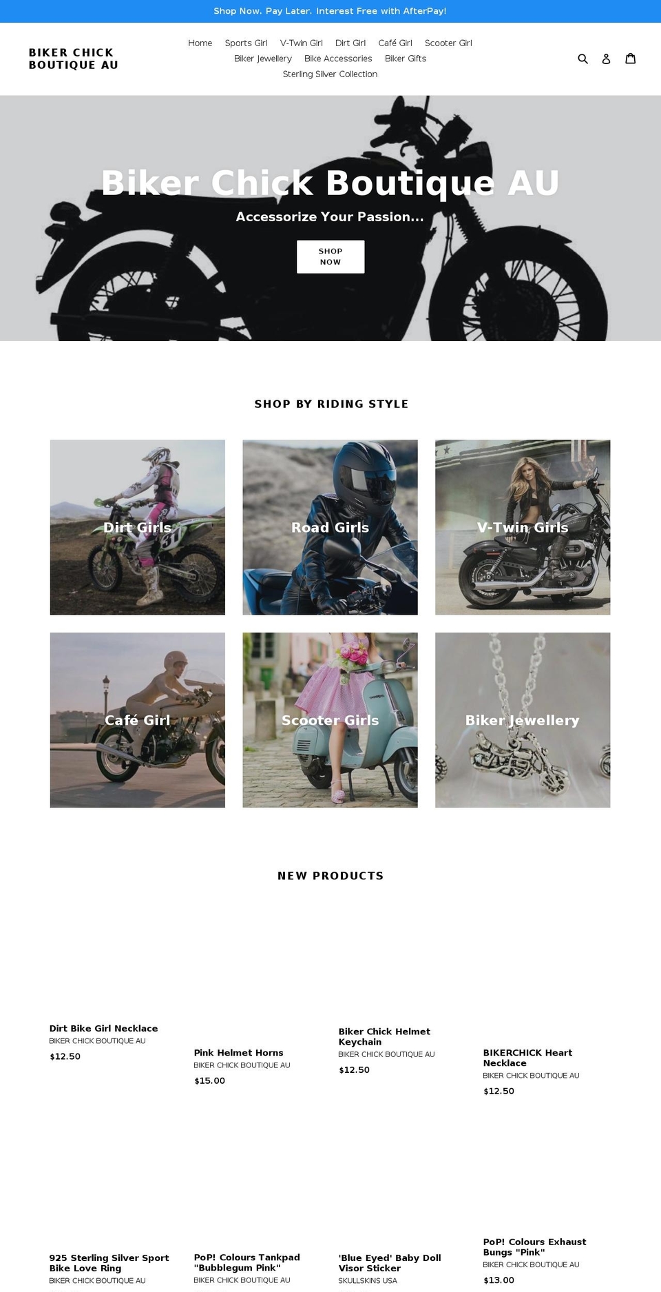 bikerchickboutiqueau.com — Shopify storefront screenshot
