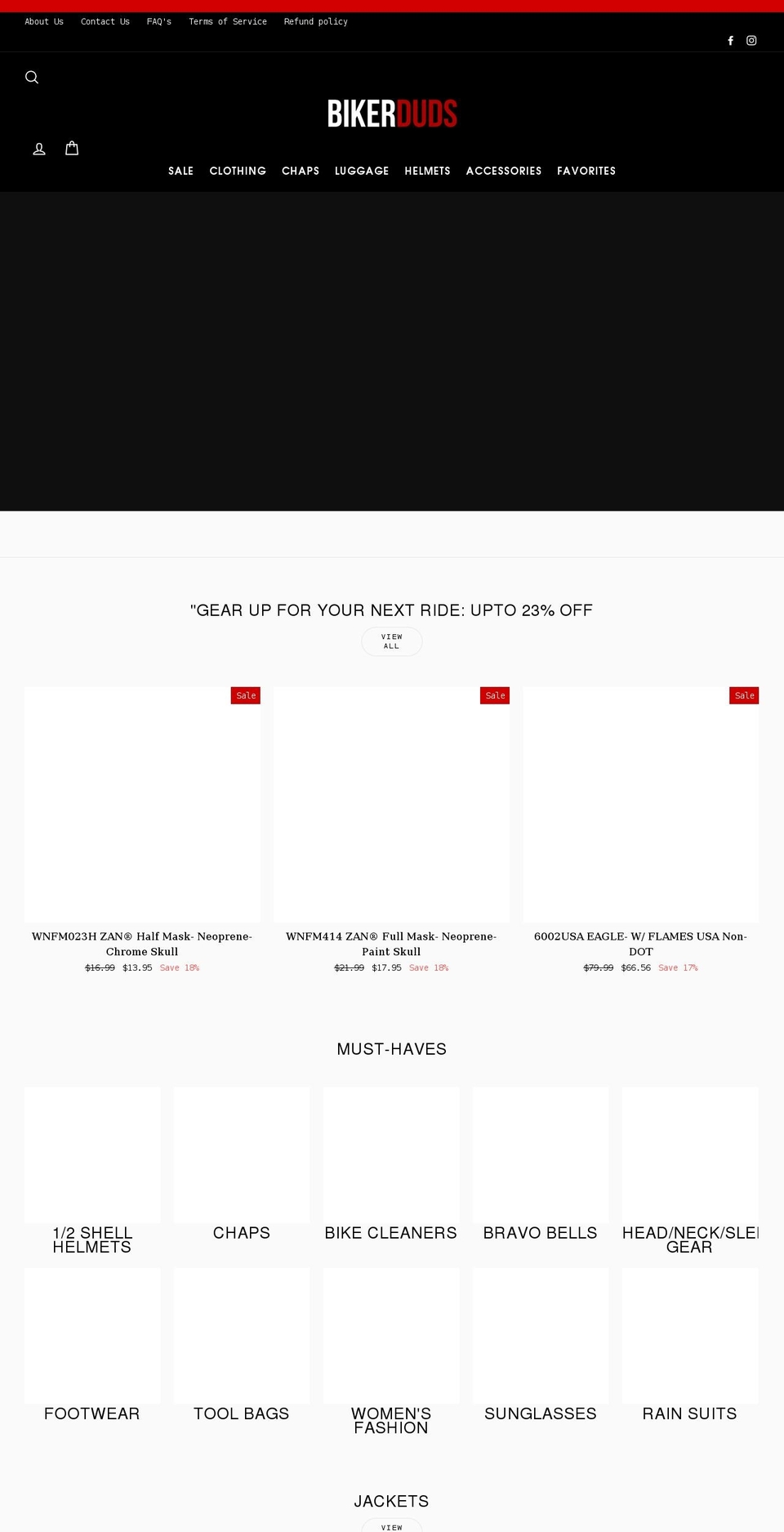 bikerduds.com shopify website screenshot