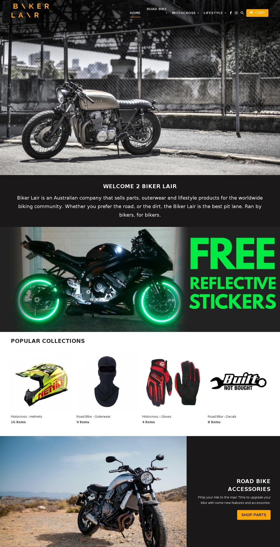 bikerlair.com — Shopify storefront screenshot