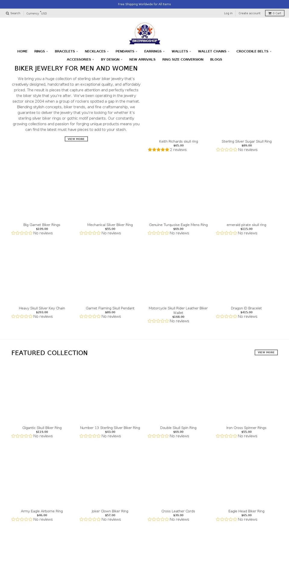bikerringshop.com shopify website screenshot