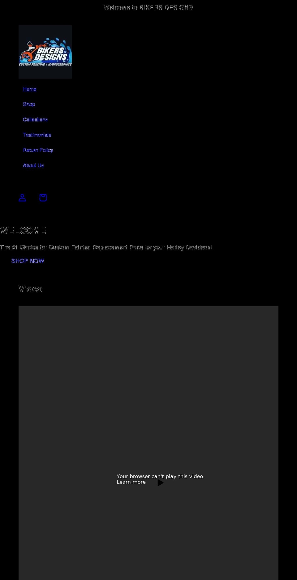 bikersdesigns.com shopify website screenshot