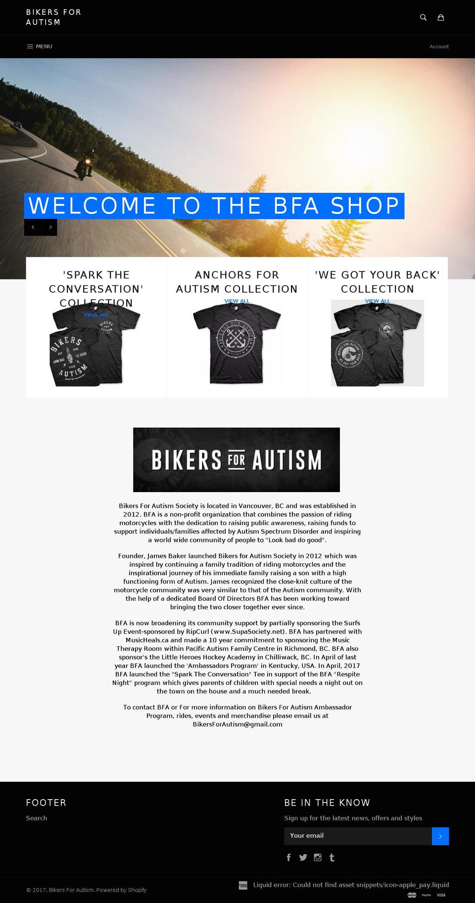 bikersforautism.com shopify website screenshot