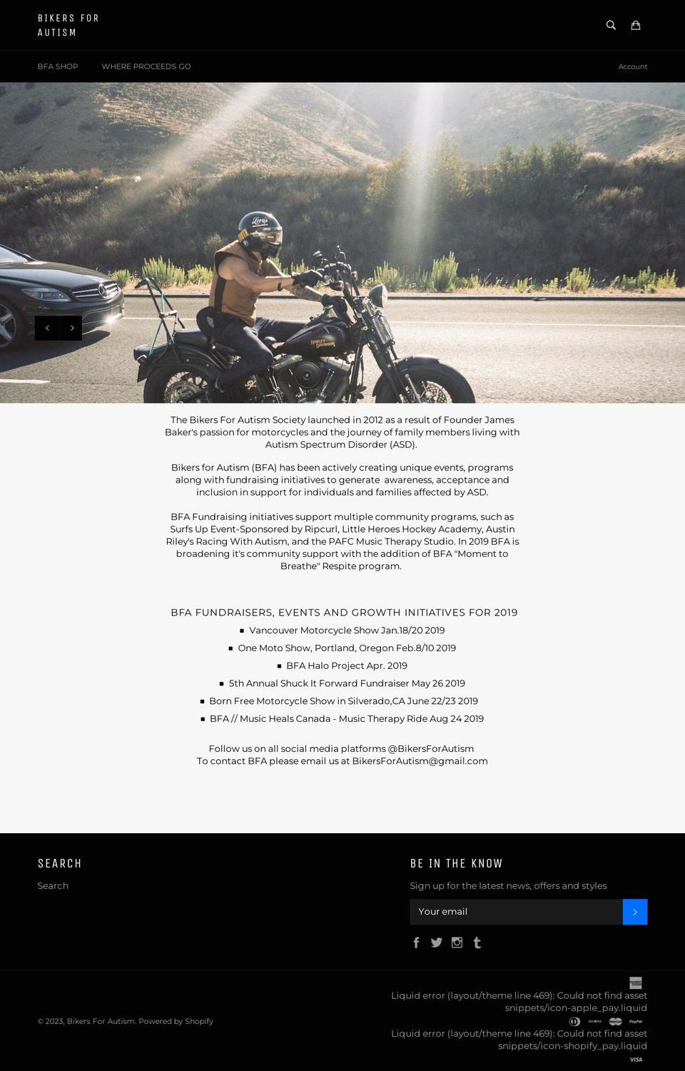 bikersforautism.myshopify.com shopify website screenshot