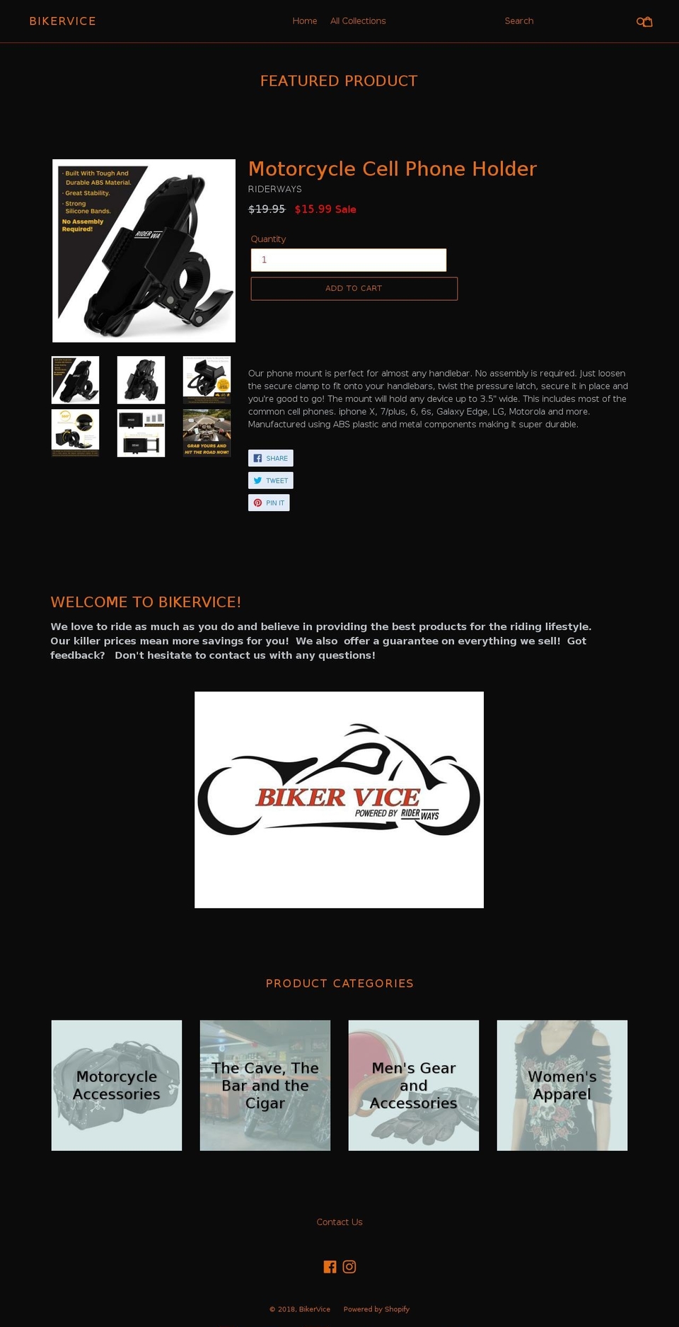 bikervice.com — Shopify storefront screenshot