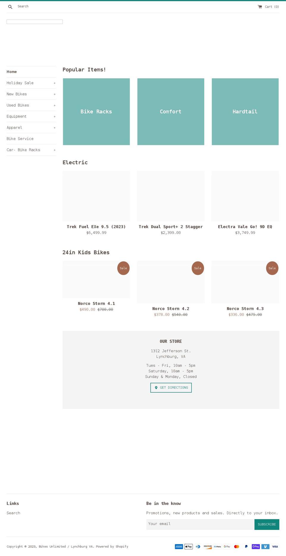 bikes-unlimited-lynchburg-va.myshopify.com shopify website screenshot