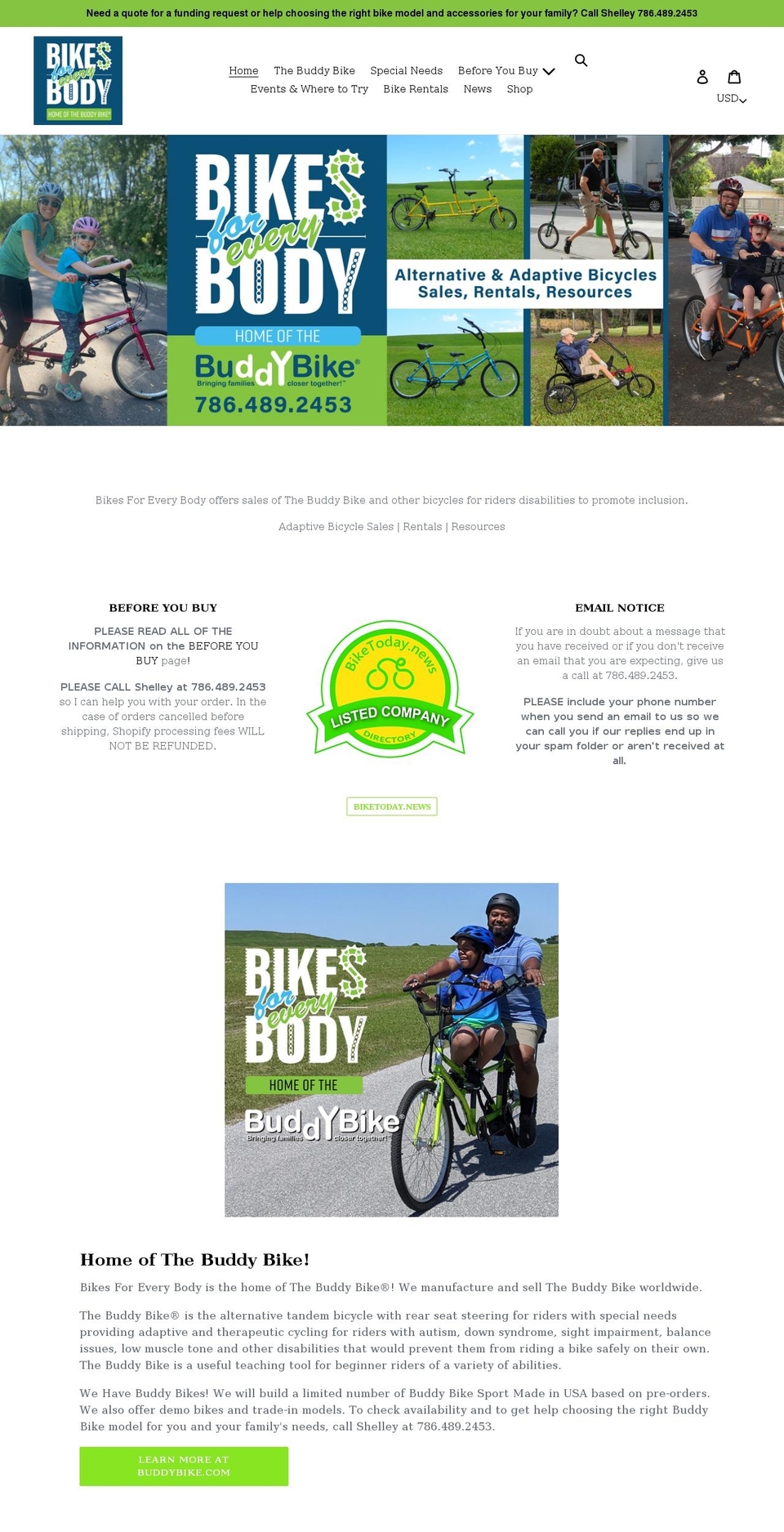 bikesforeverybody.com shopify website screenshot