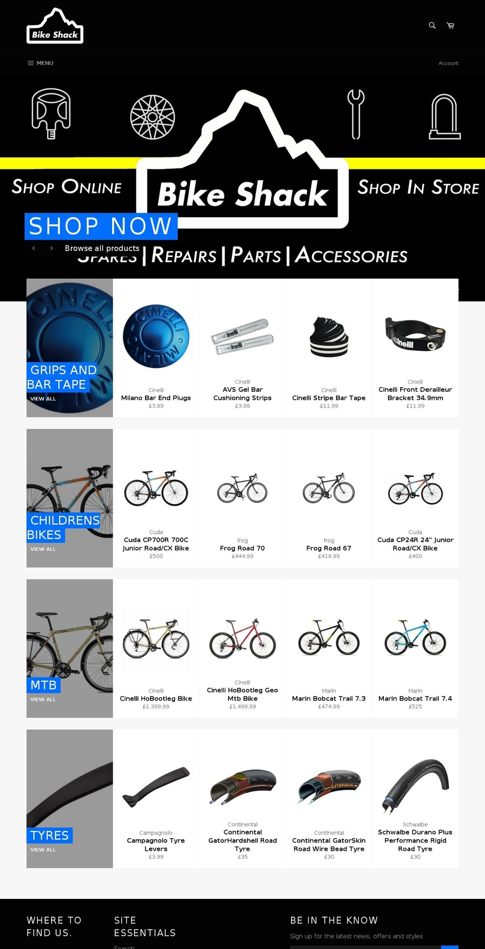 bikeshackleyton.com shopify website screenshot