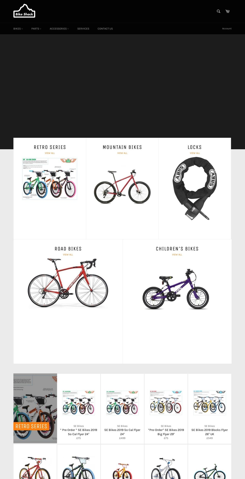 bikeshackuk.com — Shopify storefront screenshot