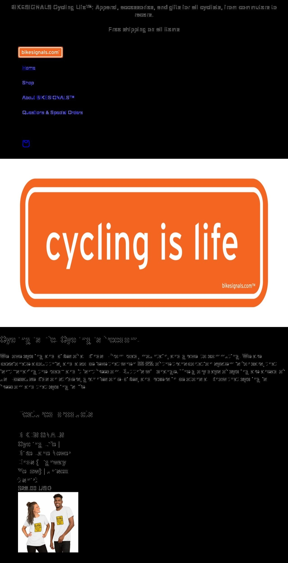 bikesignals.com shopify website screenshot