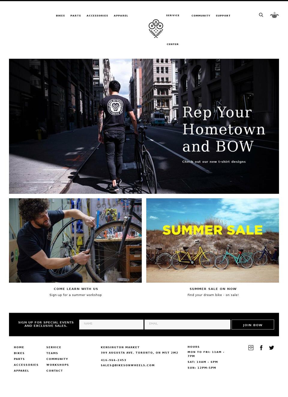bikesonwheels.ca shopify website screenshot