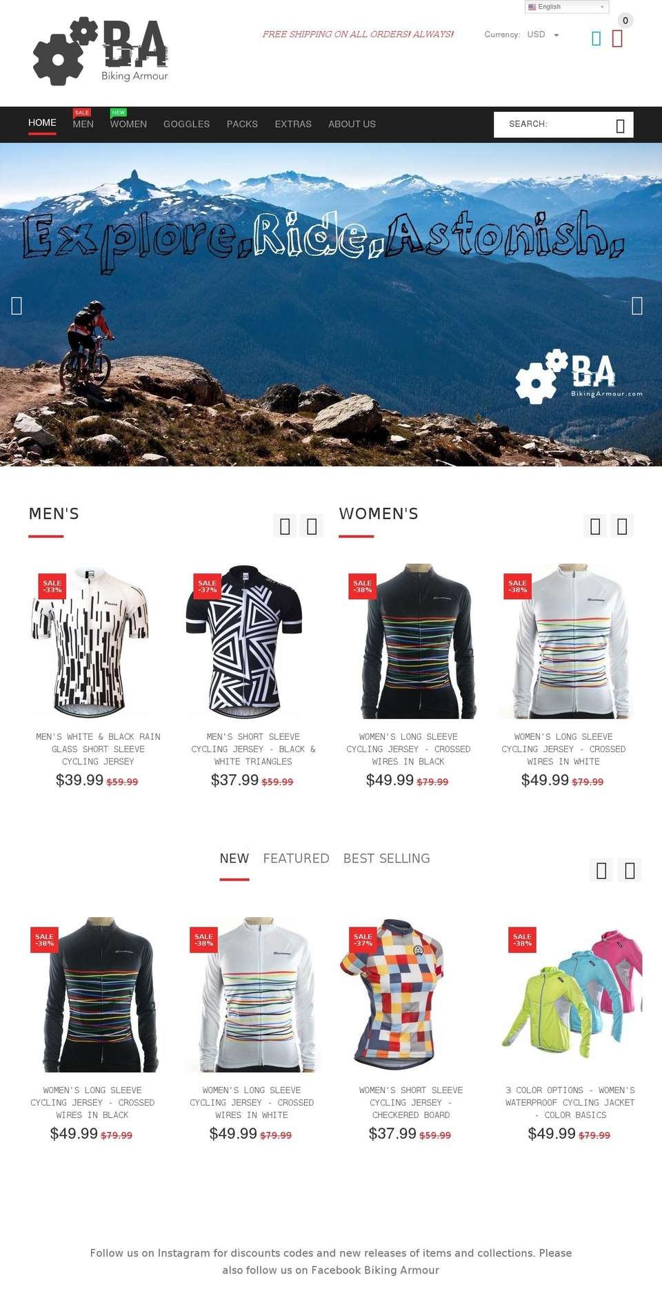 bikingarmour.com — Shopify storefront screenshot