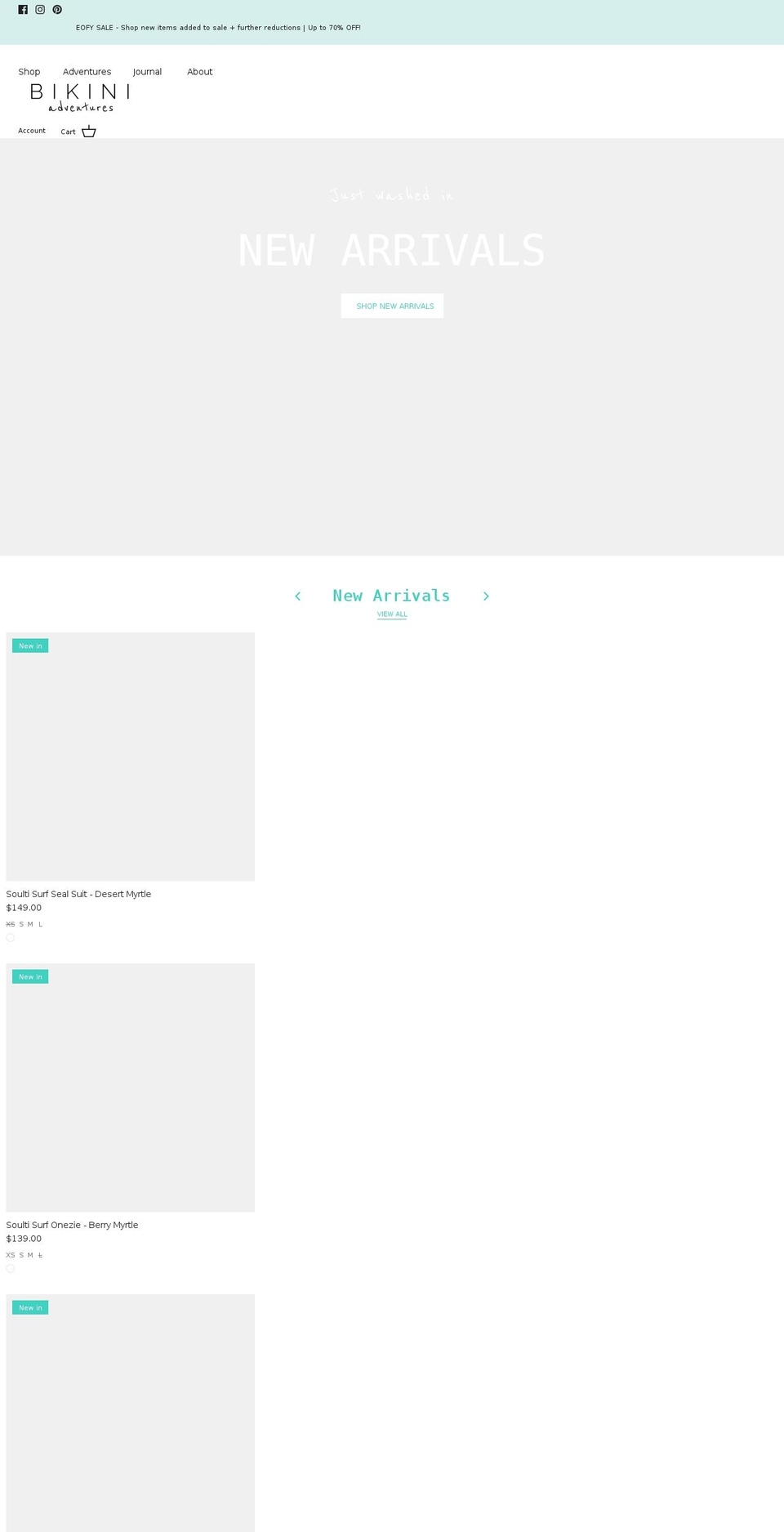 bikiniadventures.com.au shopify website screenshot