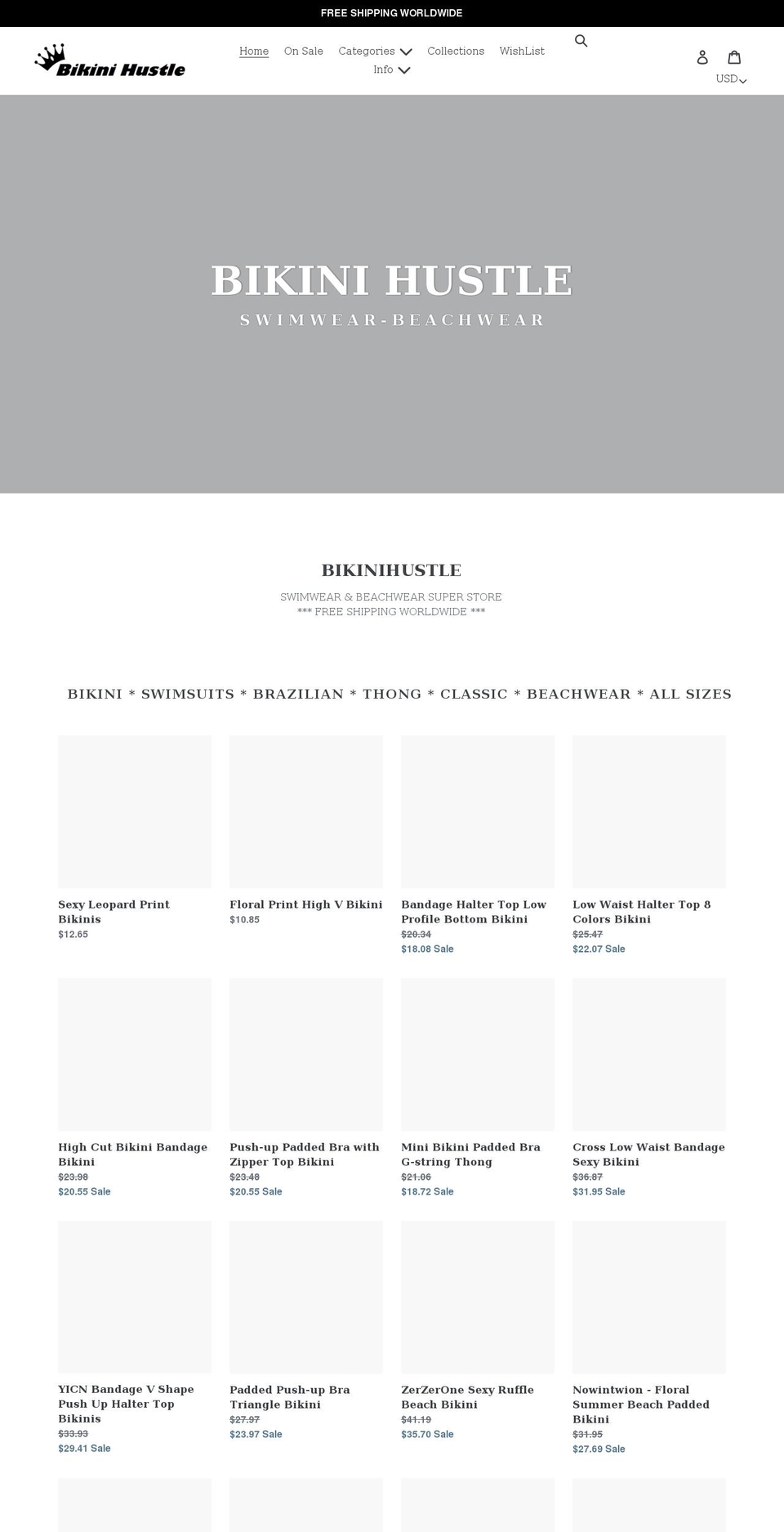 bikinihustle.com shopify website screenshot