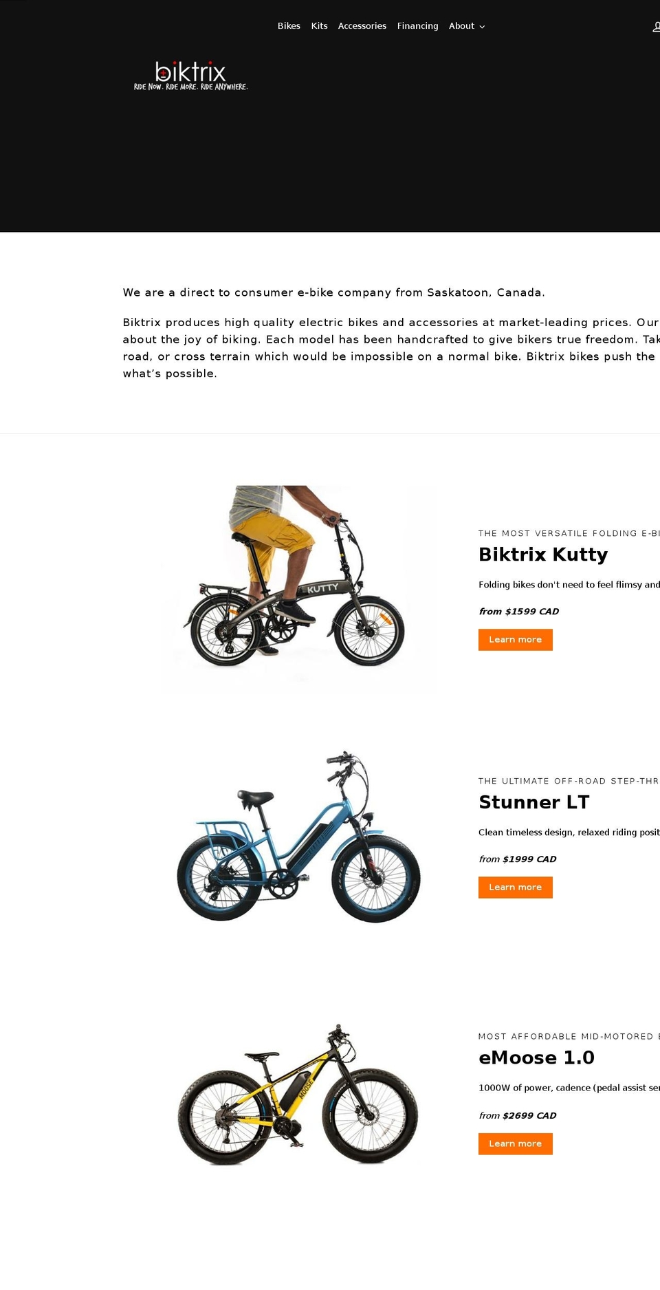 biktrix.ca shopify website screenshot