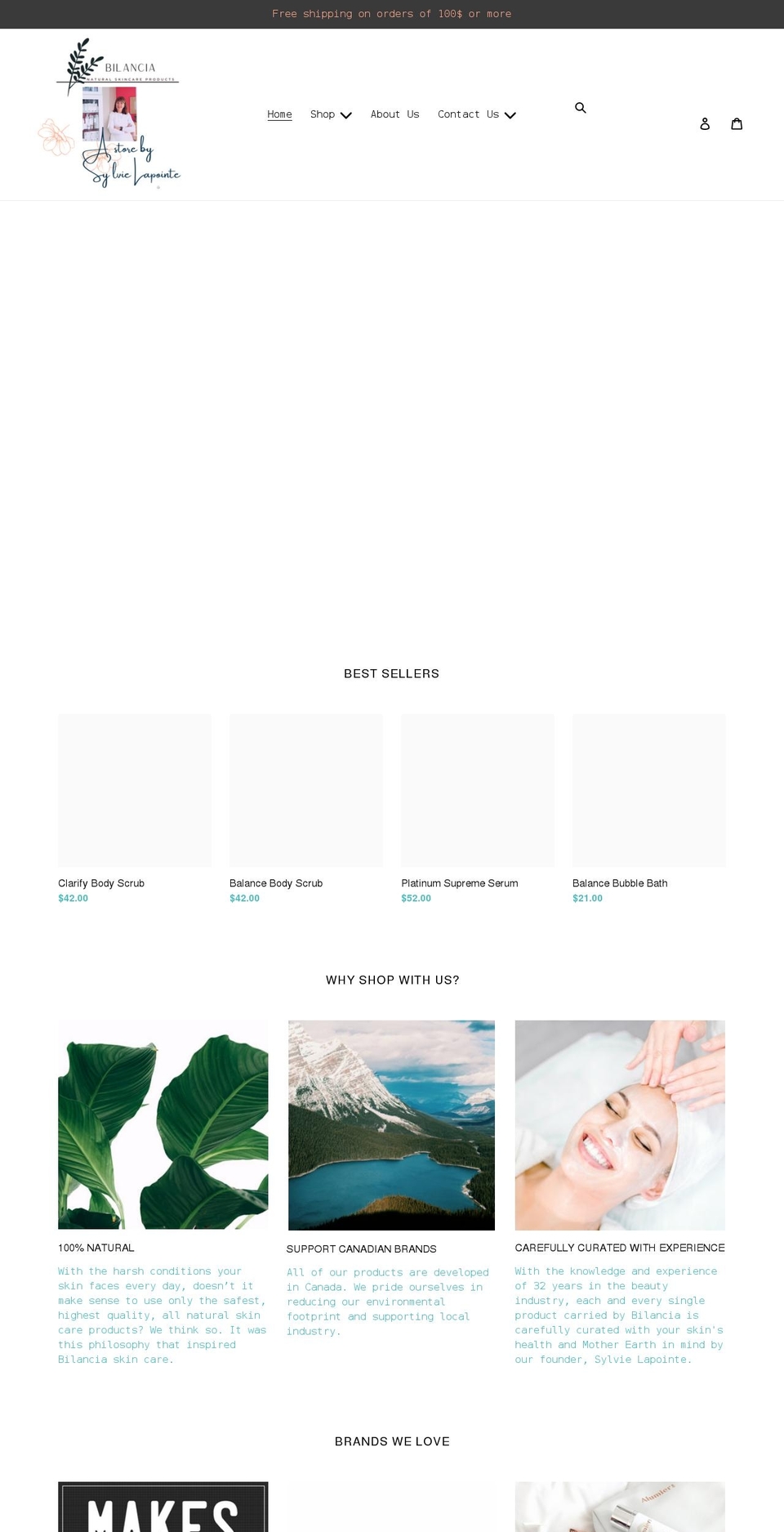 bilanciaskincare.com shopify website screenshot