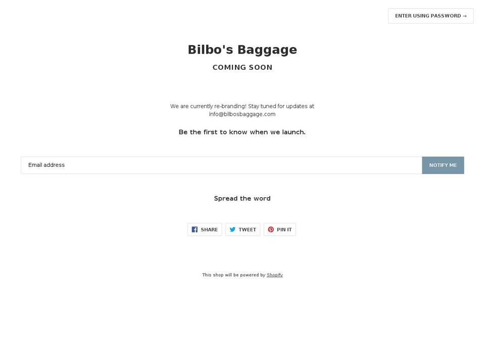 bilbosbaggage.com — Shopify storefront screenshot