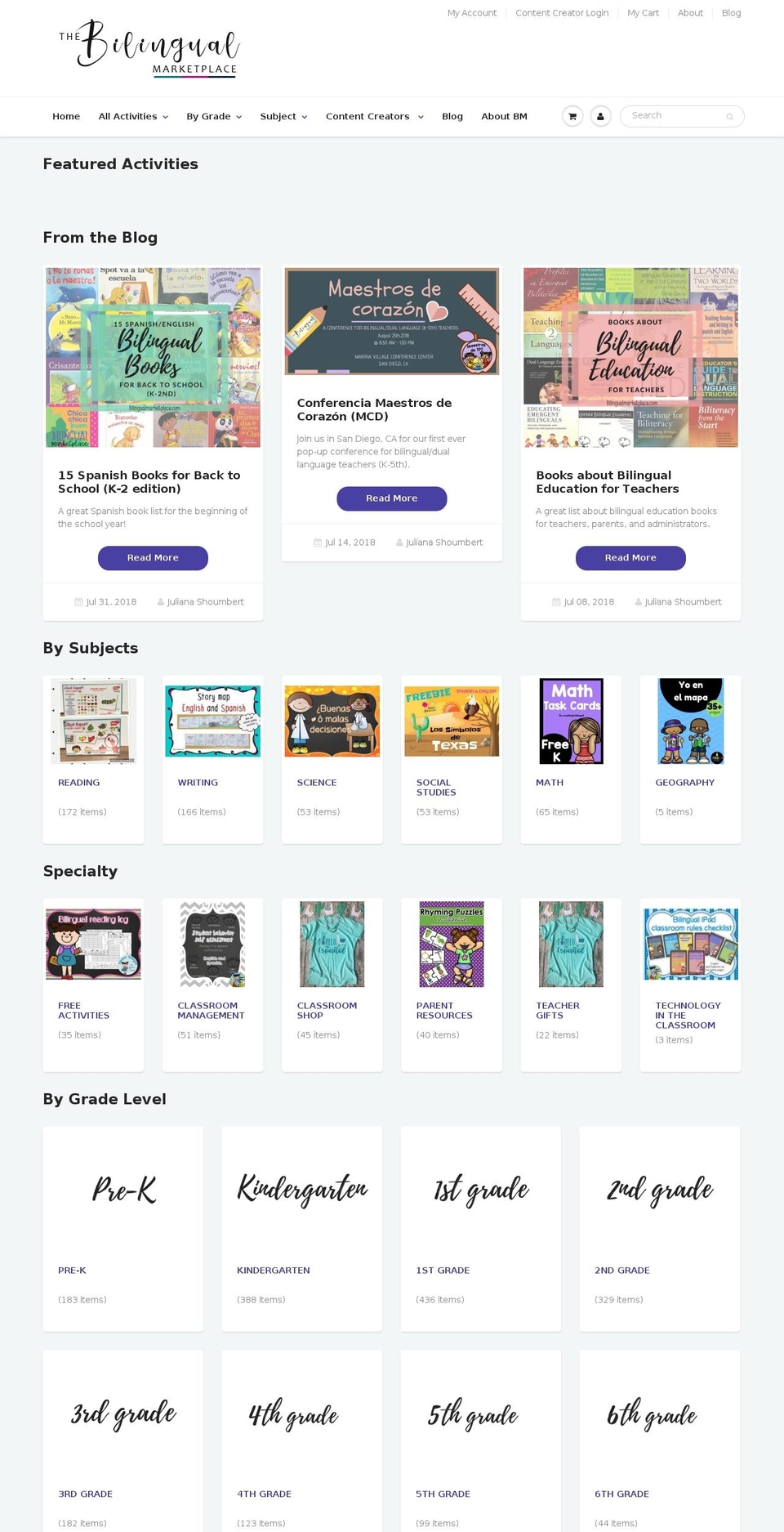 bilingualmarketplace.com shopify website screenshot
