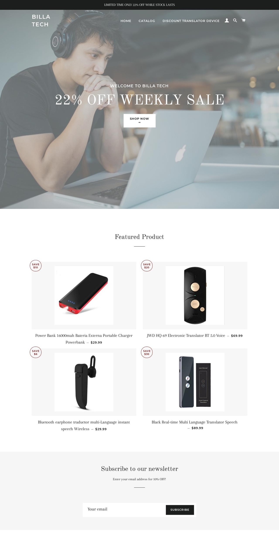 billatech.com shopify website screenshot