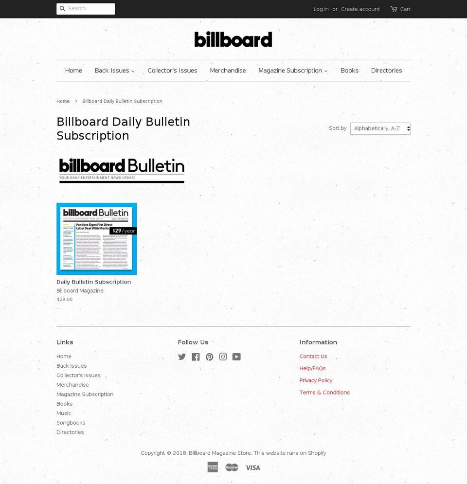 billboardbulletin.com — Shopify storefront screenshot